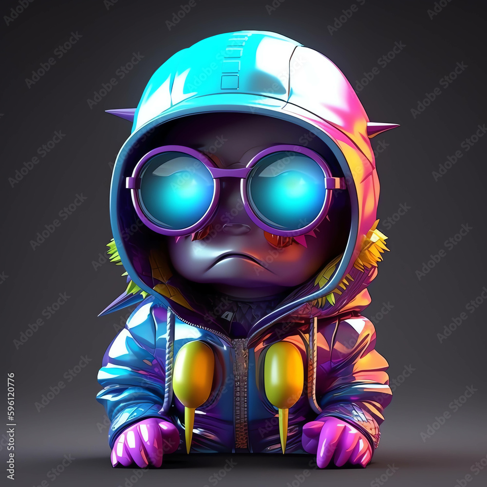 Stylish Creature: 3D Render Monster Flaunts Hoodie and Glasses in Wallpaper and Background Stylish Creature: 3D Render Monster Flaunts Hoodie and Glasses in Wallpaper and Background