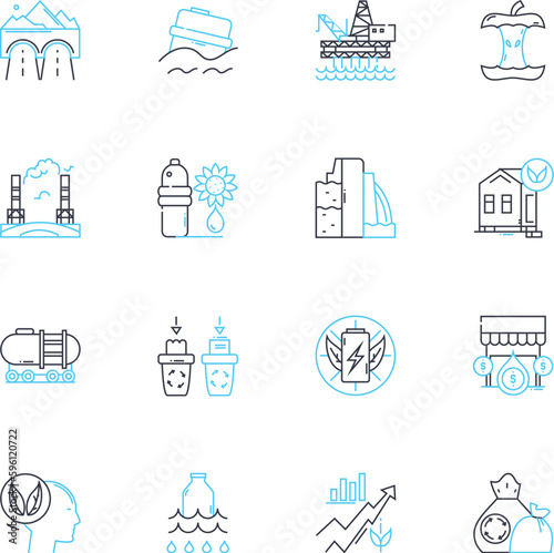Creative thinking linear icons set. Innovation, Ingenuity, Imagination, Resourcefulness, Invention, Visionary, Originality line vector and concept signs. Creativity,Inventiveness,Foresight outline