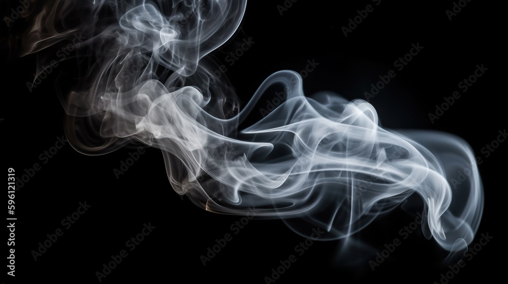 Obraz premium Smoke on a Black Background, Easy to Erase, Studio Photography, Generative AI