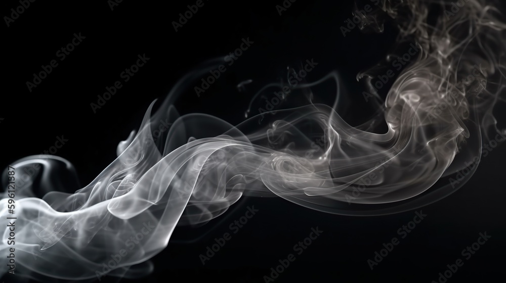 Fototapeta premium Smoke on a Black Background, Easy to Erase, Studio Photography, Generative AI