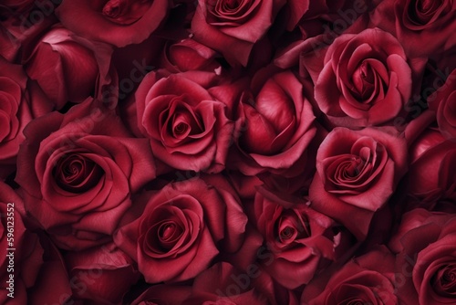 Seamless pattern of roses for Valentine s Day repeated continuously as a background texture. Generative AI