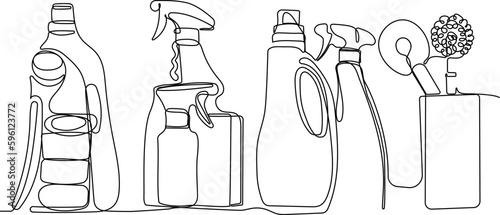 Home cleaning service landing page design concept, illustration of janitors with cleaning tools. Vector illustration