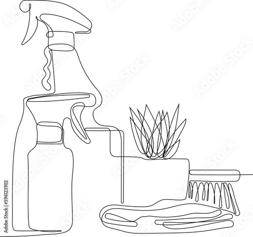 Home cleaning service landing page design concept, illustration of janitors with cleaning tools. Vector illustration
