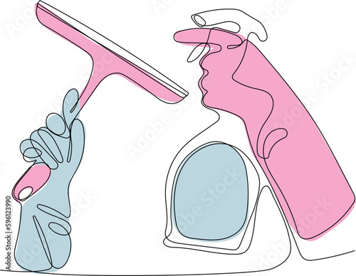 Home cleaning service landing page design concept, illustration of janitors with cleaning tools. Vector illustration