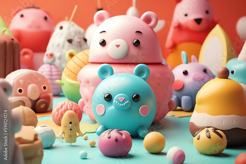 adorable and cute colorful 3D animal character design illustration and wallpaper background 