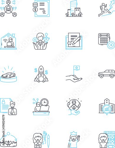Profession and Credentials linear icons set. Lawyer, Engineer, Doctor, Accountant, Teacher, Architect, Consultant line vector and concept signs. Scientist,Designer,Analyst outline illustrations