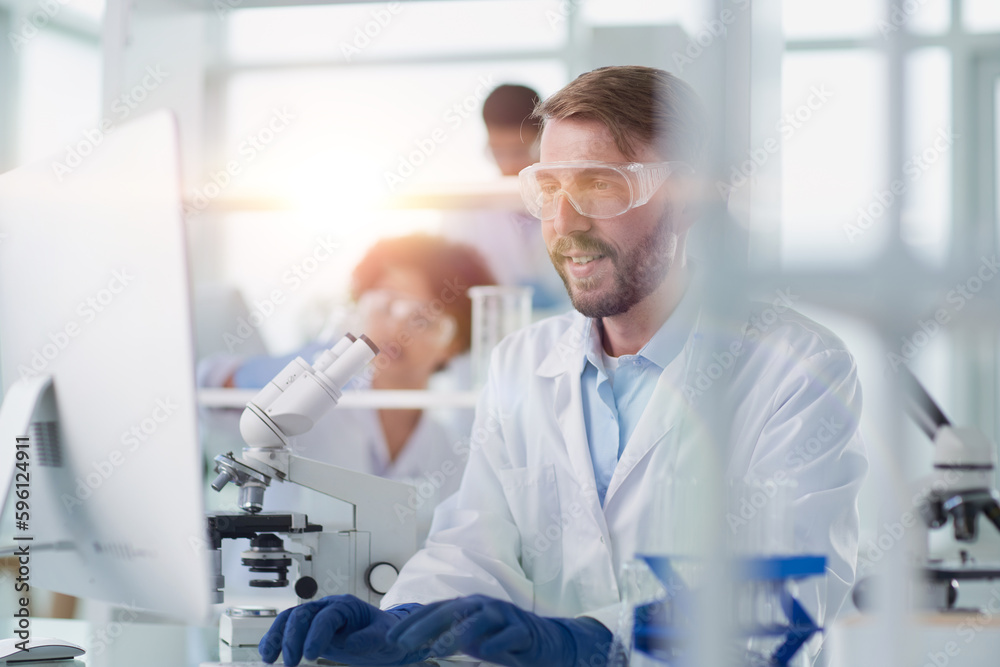 In a Modern Laboratory Research Scientist Conducts Experiments In a Modern Laboratory Research Scientist Conducts Experiments