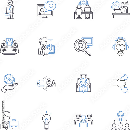 Experts line icons collection. Proficient, Skilled, Experienced, Knowledgeable, Specialists, Masters, Gurus vector and linear illustration. Savvy,Practitirs,Talent outline signs set