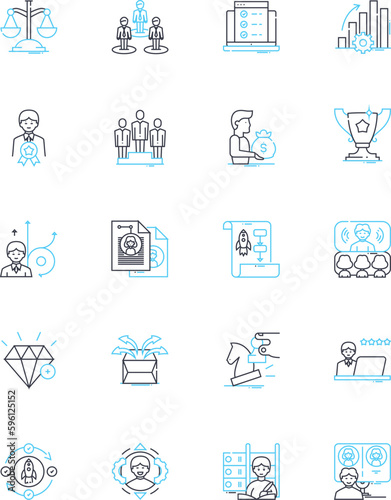 Agile methodology linear icons set. Scrum, Sprint, Agile, Kanban, Lean, Iterative, Incremental line vector and concept signs. Self-organized,Teamwork,Adaptability outline illustrations