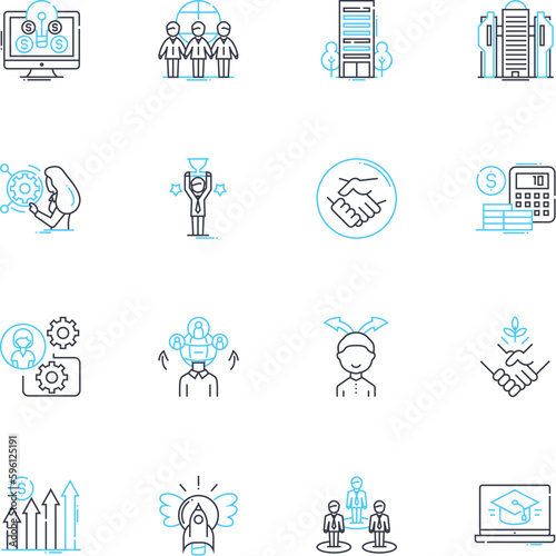 Sales Growth linear icons set. Expansion, Profit, Revenue, Growth, Increase, Upswing, Progress line vector and concept signs. Development,Success,Advancement outline illustrations