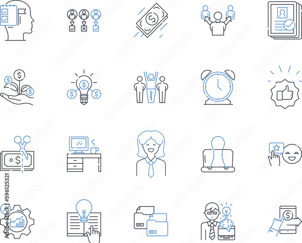 Financial inclusion line icons collection. Empowerment, Accessibility, Equality, Inclusivity, Integration, Development, Sustainability vector and linear illustration. Affordability,Growth,Expansion Financial inclusion line icons collection. Empowerment, Accessibility, Equality, Inclusivity, Integration, Development, Sustainability vector and linear illustration. Affordability,Growth,Expansion
