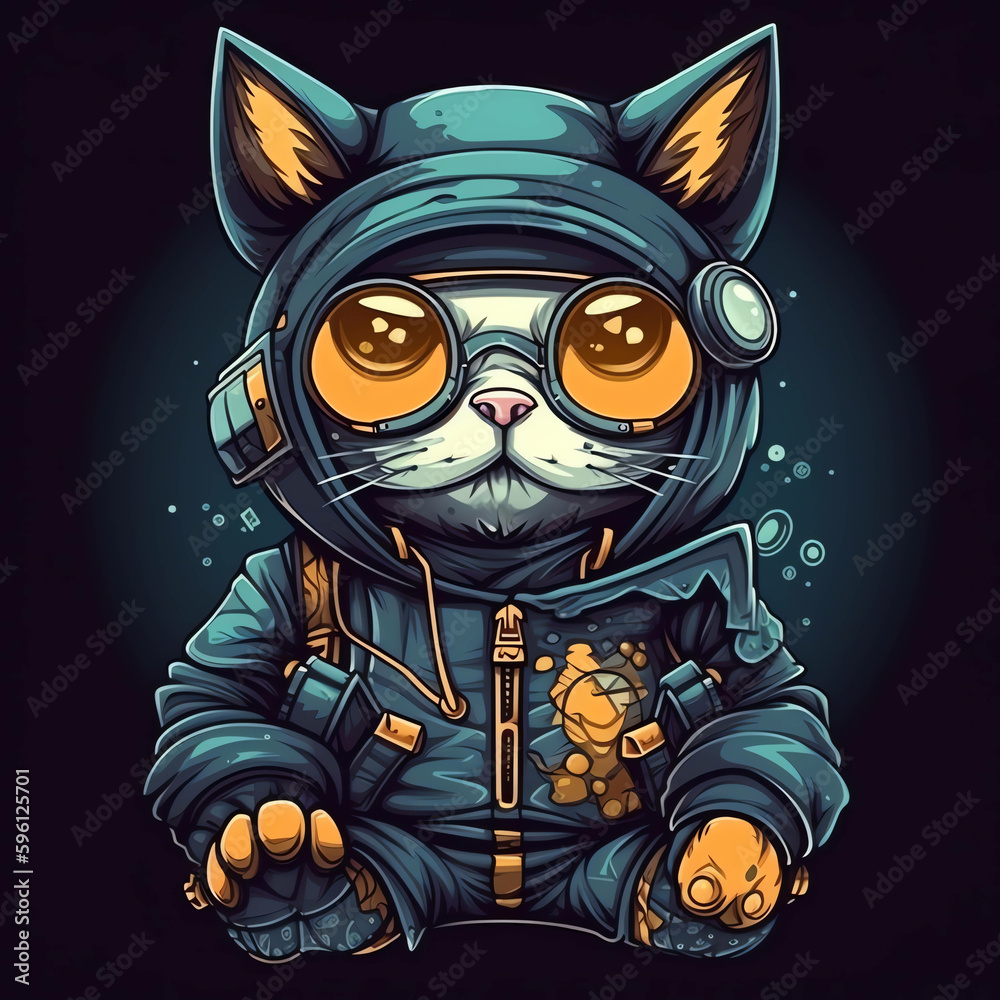 Cyberpunk Couture 3D cat Character Design with Trendy Earphones, Sweaters, and a Futuristic City Setting generative ai Cyberpunk Couture 3D cat Character Design with Trendy Earphones, Sweaters, and a Futuristic City Setting generative ai