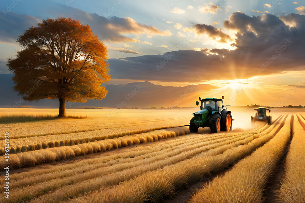 Fototapeta premium tractor in field
