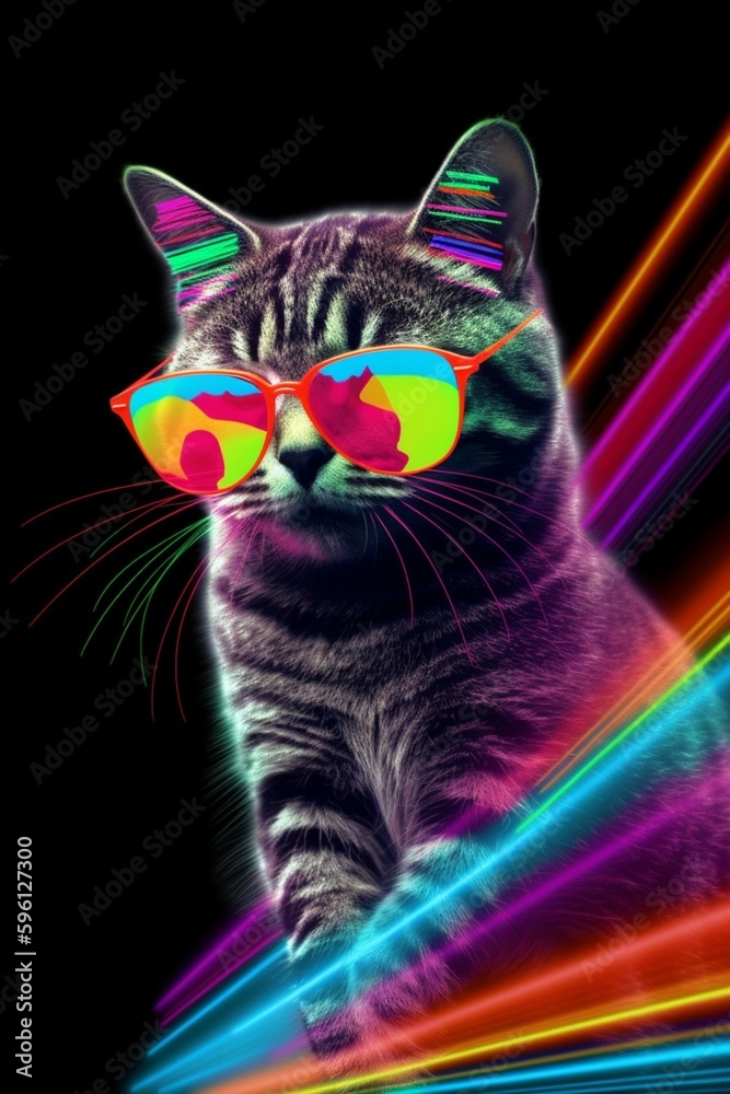 Cat in Neon Light