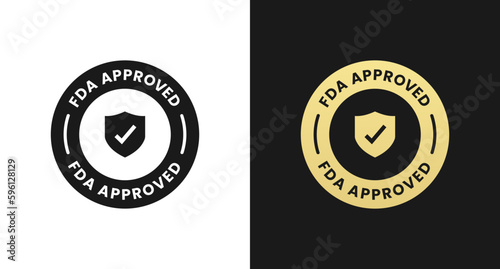 FDA Approved Label or FDA Approved Stamp vector isolated in flat style. FDA Approved label vector for product packaging design element. FDA Approved stamp for packaging design element.