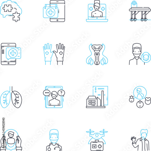 Skeleton linear icons set. Bs, Anatomy, Skeletal, Joints, Skull, Ribcage, Spine line vector and concept signs. Osteology,X-ray,Cartilage outline illustrations photo