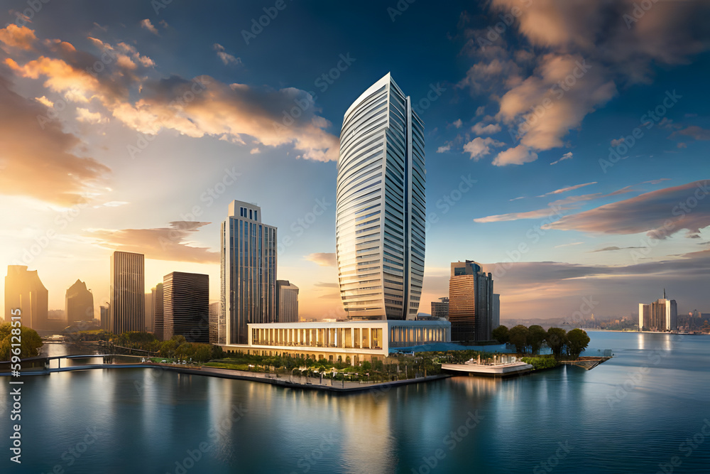 Fototapeta premium country skyline at sunset