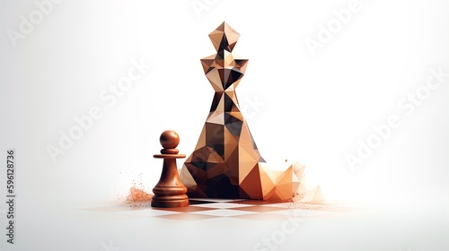 Billede på lærred Polygonal Chess Piece in Minimalist Style on a White Background in 8K created wi