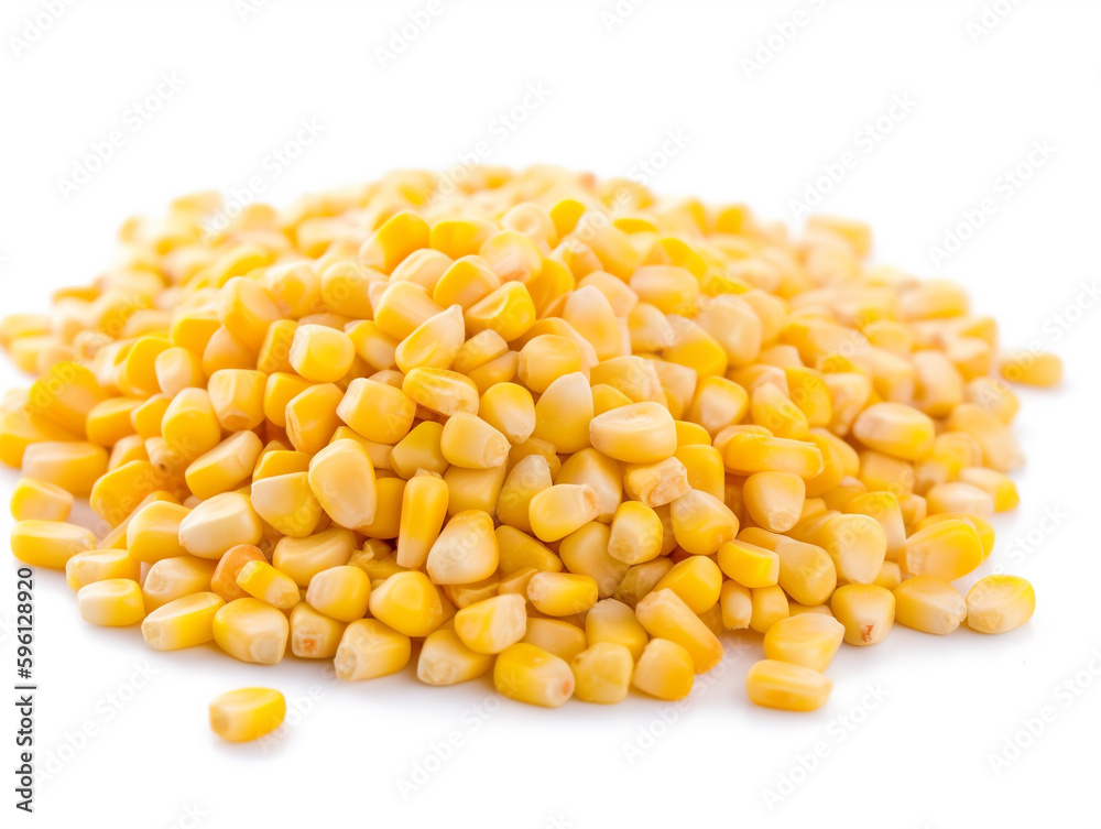 A pile of corn on a white background A pile of corn on a white background