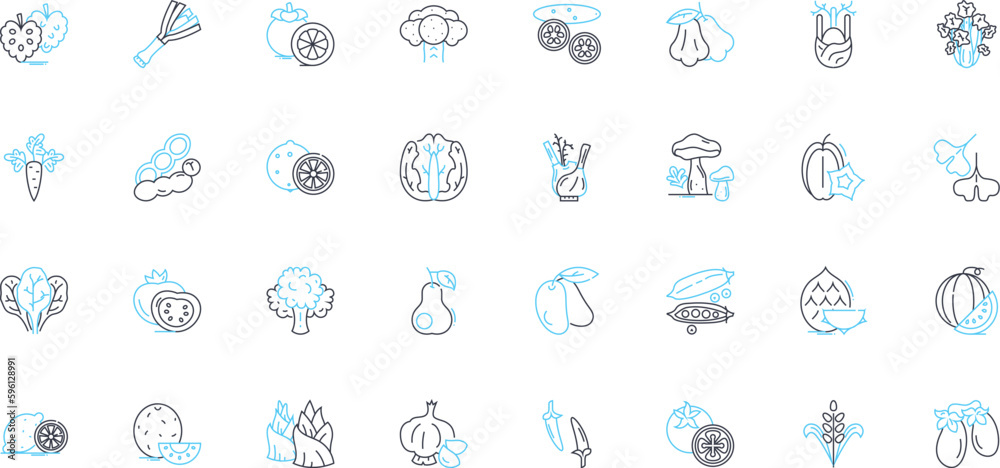 Obraz premium Corner shop linear icons set. Groceries, Convenience, Chips, Candy, Beer, Cigarettes, Snacks line vector and concept signs. Lottery,Magazine,Soda outline illustrations