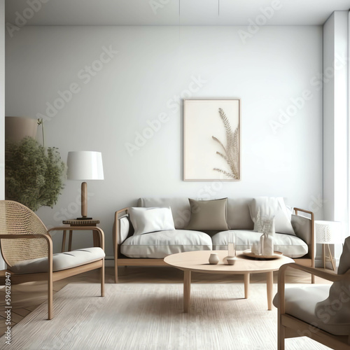 Minimalist and modern Interior Living Room Style Transform Your with Simple Elegant Decor. generative ai