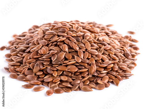 A pile of flax seeds on a white background photo