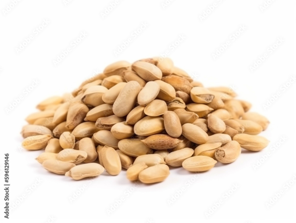 A pile of peanuts on a white background