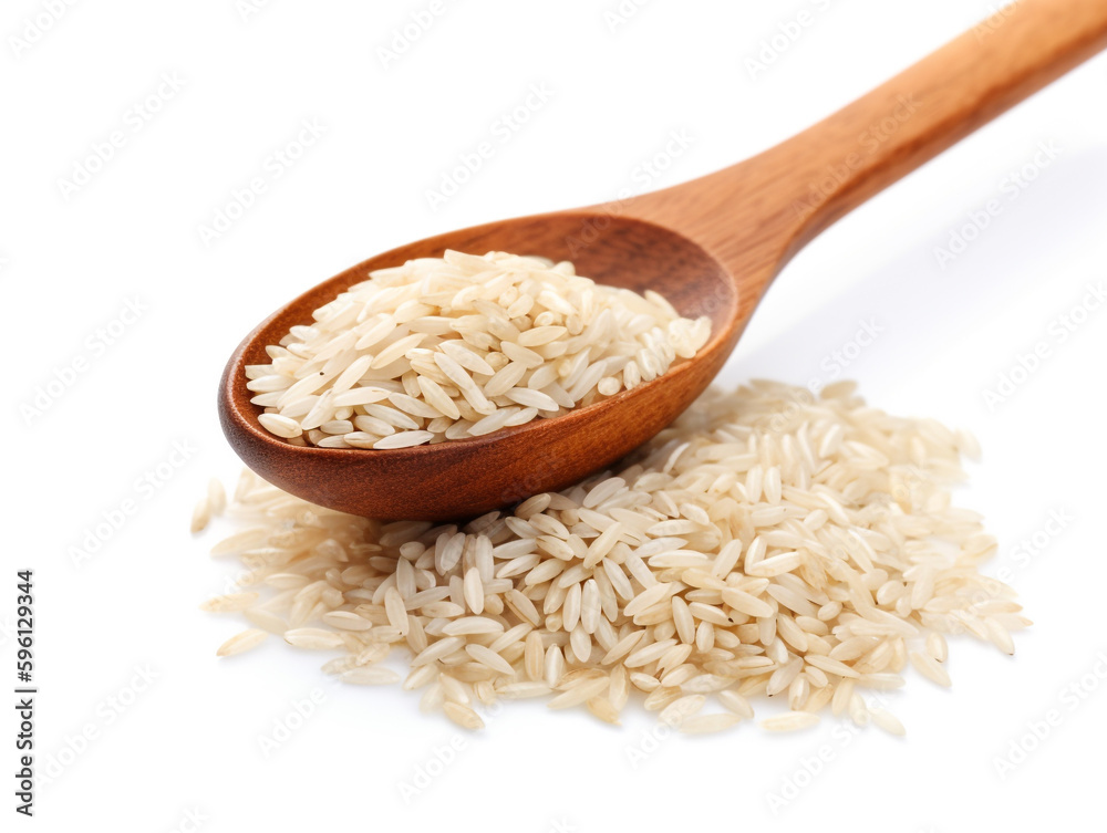 rice in a wooden spoon rice in a wooden spoon