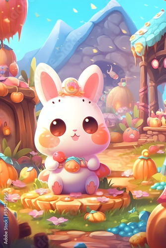 Creative Cartoon Fantasy and adorable and cute character Artistic and Playful Designs in a Colorful Village - Generative AI 