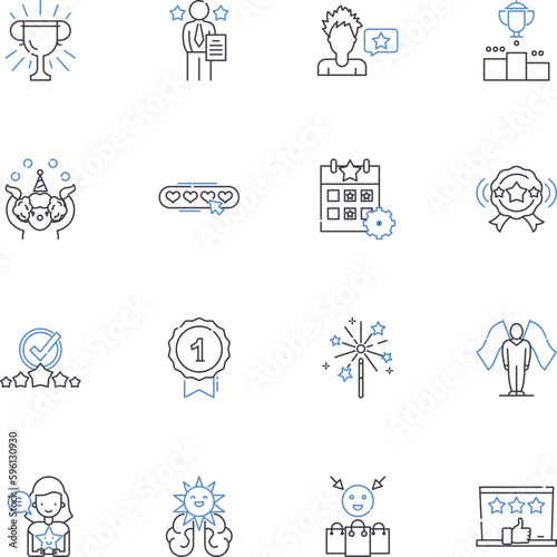 Sensational hit line icons collection. Success, Viral, Trending, Record-breaking, Buzzworthy, Blockbuster, Phenomenon vector and linear illustration. Explosion,Breakthrough,Momentum outline signs set