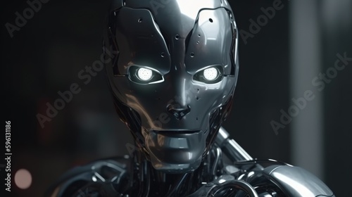 robot with big eyes, digital art illustration, Generative AI
