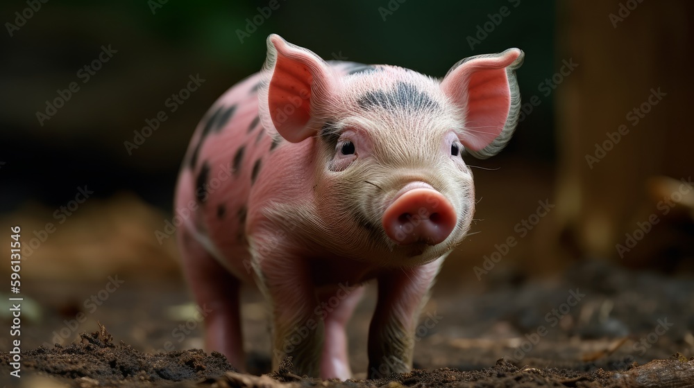 Bright pink cute piggy close-up. AI generated Bright pink cute piggy close-up. AI generated