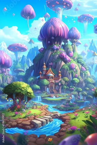 Dreamy and Magical  A Modern Fantasy World with Vibrant and Playful Elements - Generative AI 