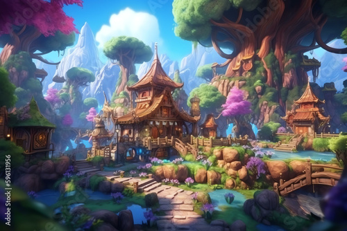 Dreamy and Magical: A Modern Fantasy World with Vibrant and Playful Elements - Generative AI 