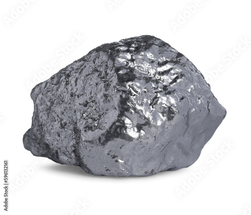 One shiny silver nugget on white background