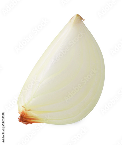 Piece of fresh onion on white background