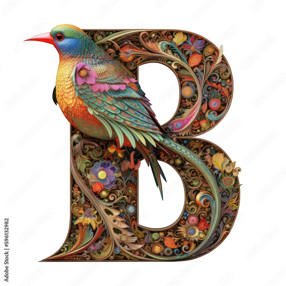 Letter B as an illuminated letter
