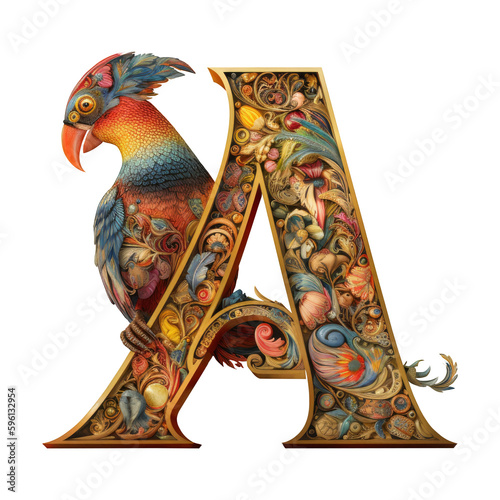 Letter A as an illuminated letter