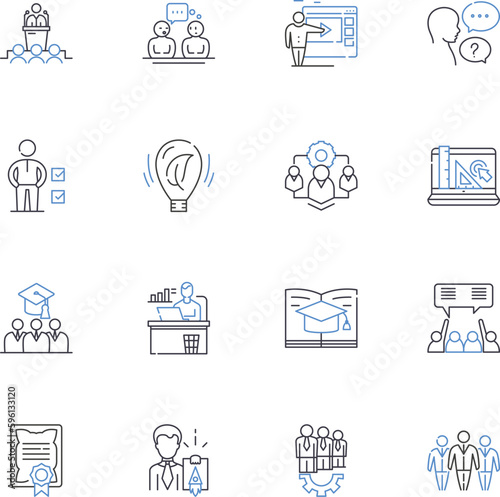 Trekking Industry line icons collection. Adventure, Hiking, Trails, Mountaineering, Backpacking, Climbing, Outdoors vector and linear illustration. Wilderness,Expeditions,Trekking outline signs set