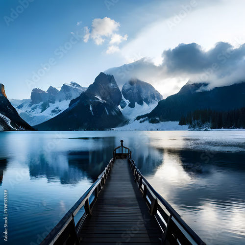 lake and mountains