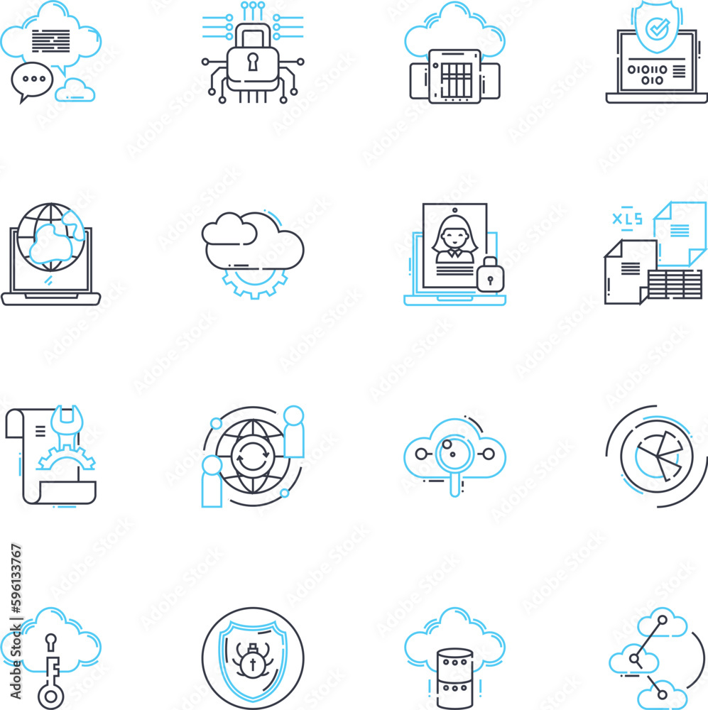 Web security linear icons set. Firewall, Encryption, Malware, Antivirus, Phishing, Vulnerability, Authentication line vector and concept signs. SSL,Cybercrime,DDoS outline illustrations Web security linear icons set. Firewall, Encryption, Malware, Antivirus, Phishing, Vulnerability, Authentication line vector and concept signs. SSL,Cybercrime,DDoS outline illustrations