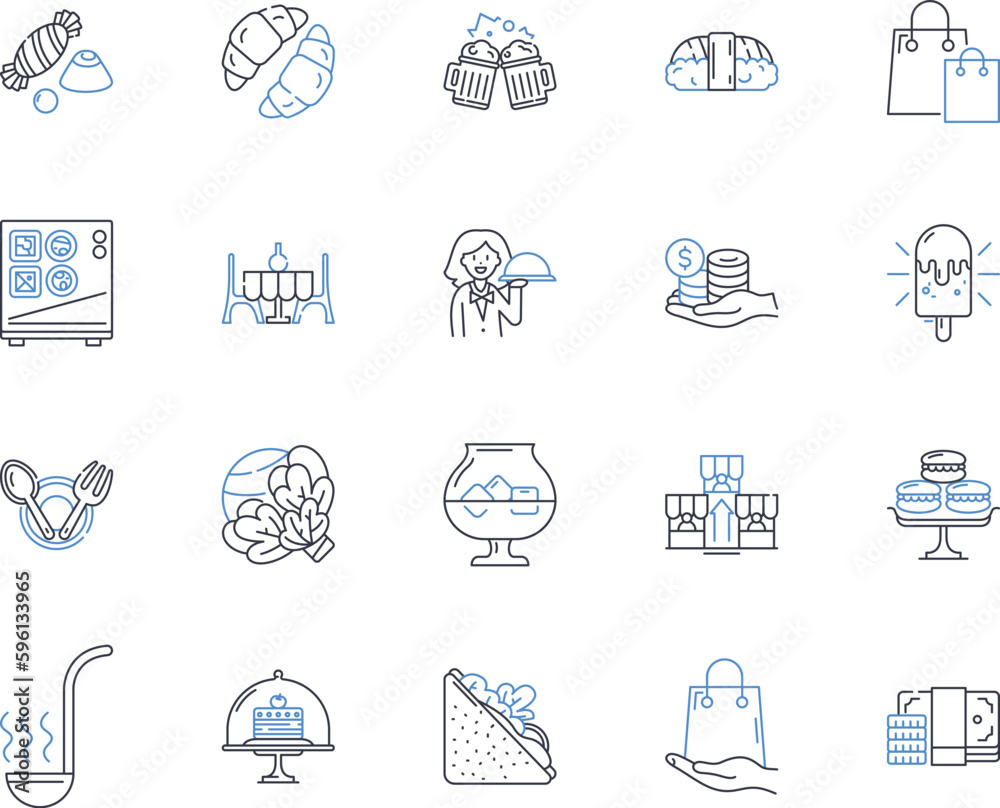 Culinary oversight line icons collection. Inspection, Monitoring ...
