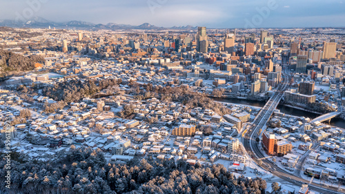 Bild auf Leinwand 雪景色の仙台市街