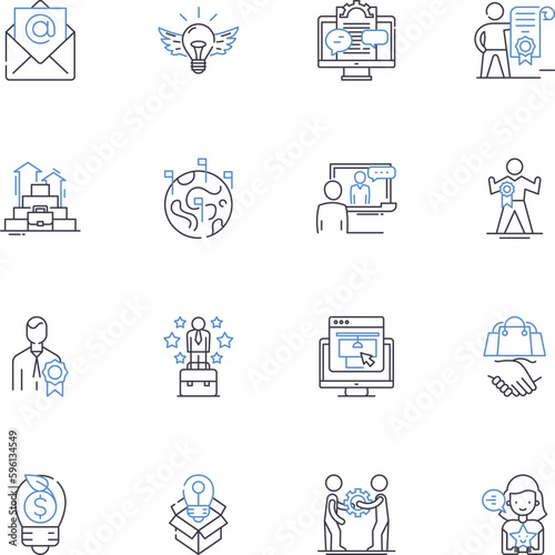 Segmentation concept line icons collection. Market, Demographics, Psychographics, Behavior, Segments, Niche, Targeting vector and linear illustration. Consumer,Positioning,Differentiation outline