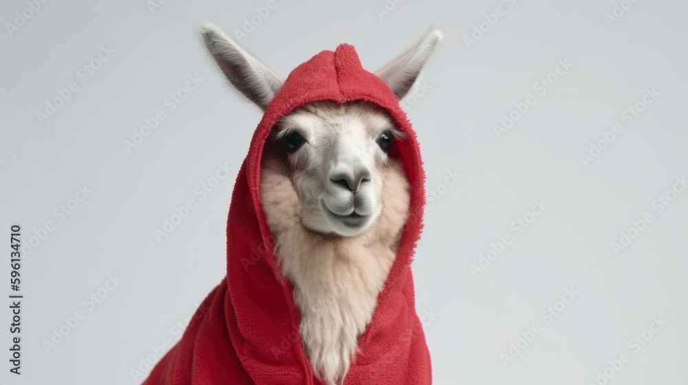 Llama in a red pyjama generated with Generative AI technology Llama in a red pyjama generated with Generative AI technology