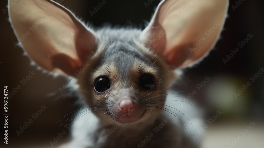 Tiny animal with oversized ears and button nose, AI generated Tiny animal with oversized ears and button nose, AI generated