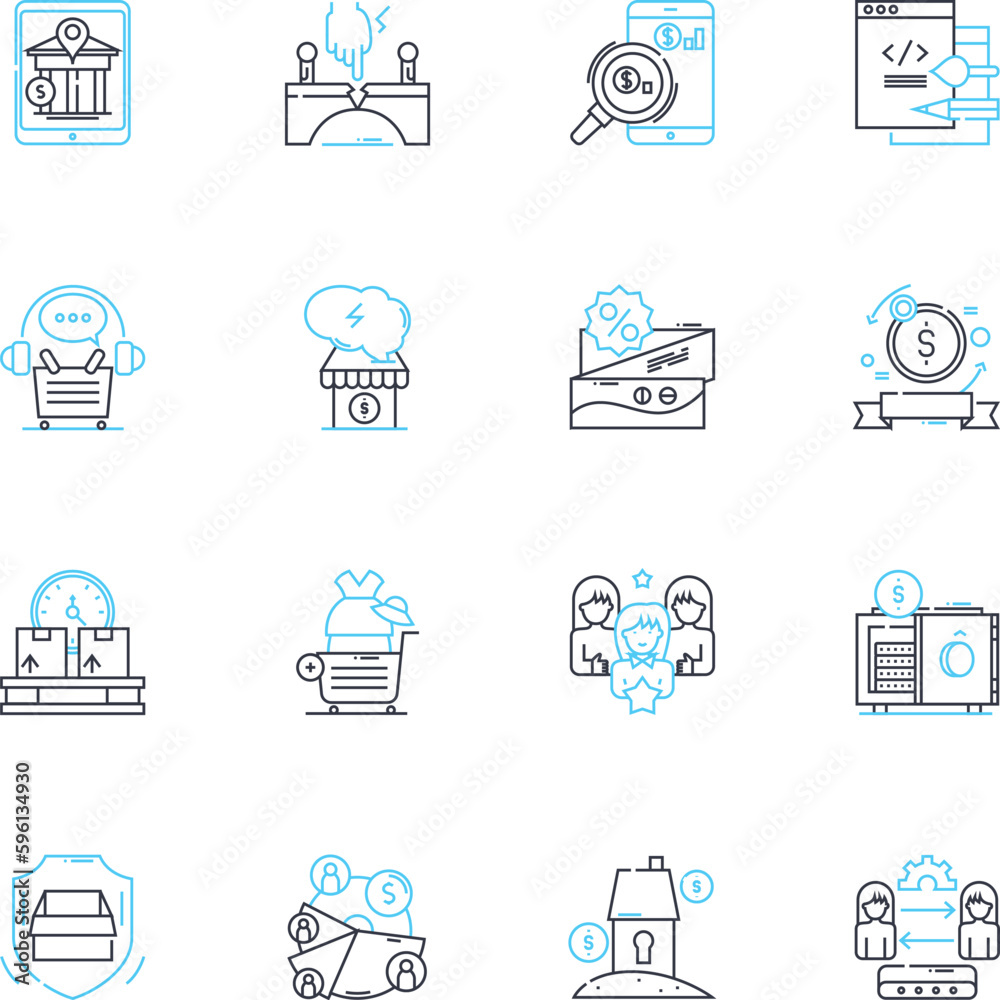 Trade Wares linear icons set. Exchange, Barter, Commerce, Goods, Merchandise, Swap, Negotiate line vector and concept signs. Market,Deal,Trading outline illustrations Trade Wares linear icons set. Exchange, Barter, Commerce, Goods, Merchandise, Swap, Negotiate line vector and concept signs. Market,Deal,Trading outline illustrations