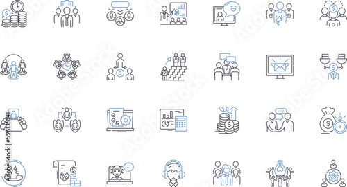 Establishment mechanism line icons collection. Formation, Institution, Construction, Development, Establishment, Creation, Organization vector and linear illustration. Foundation,Implementation