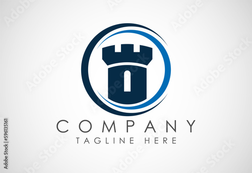 Castle tower logo design vector illustration. Castle icon sign symbol