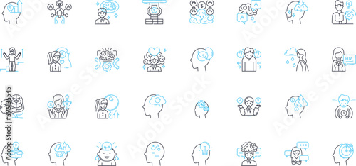 Psychological Help linear icons set. Therapy, Counseling, Support, Recovery, Healing, Empathy, Compassion line vector and concept signs. Understanding,Insight,Coping outline illustrations